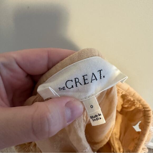 THE GREAT. Tan Cream White Floral Embroidered Blouse Top 0 Small - Picture 11 of 11